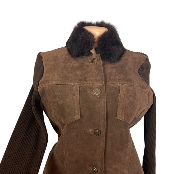 Vintage Escapade Suede Knit with Rabbit Fur Trim Jacket - Picture 4 of 9